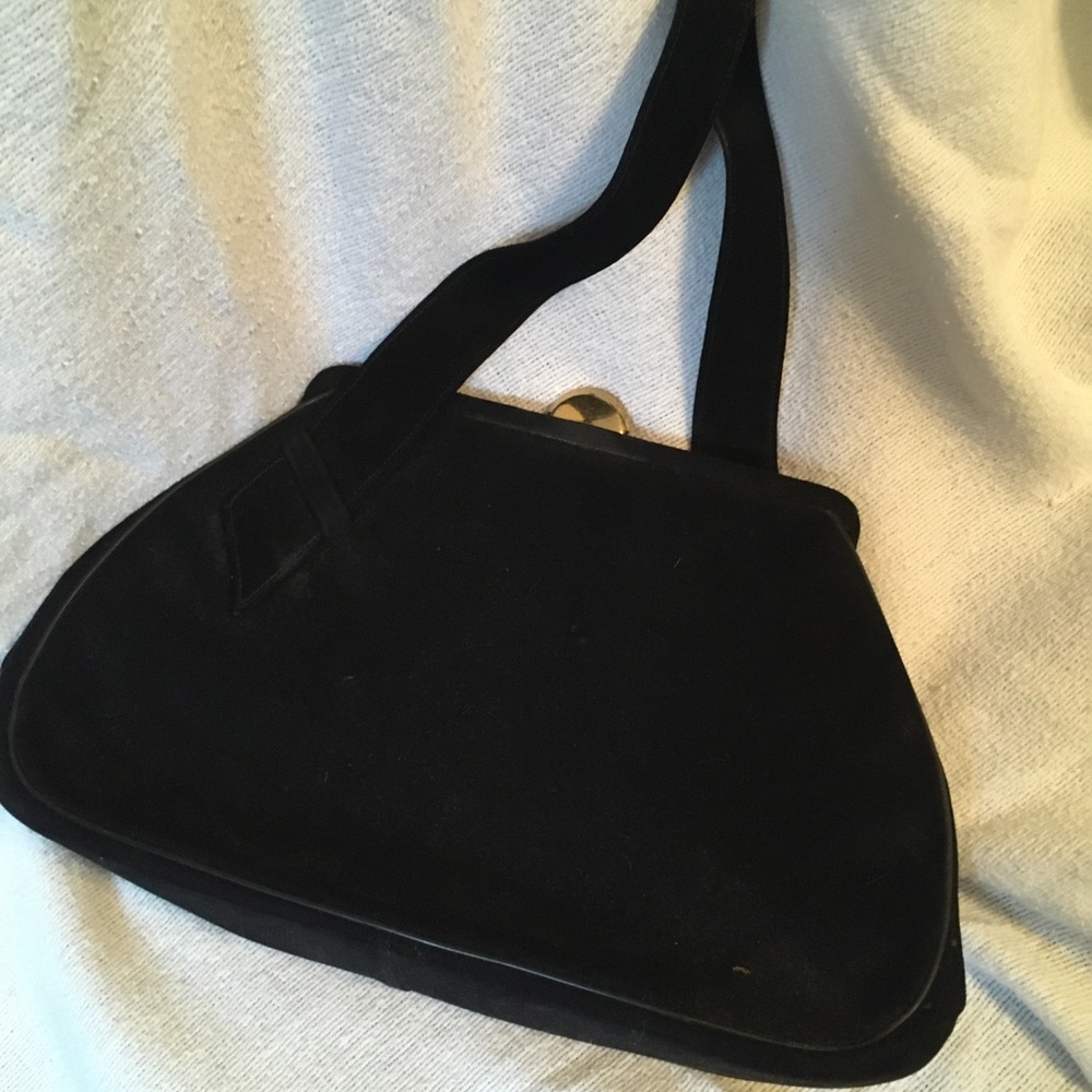Vintage black suede clutch